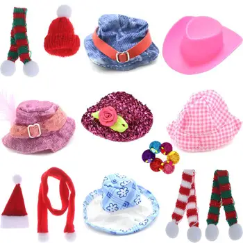 1/2шт Новая милая кукольная мини-шляпа, кукольный домик, Рождественская шляпа, шарф, кукольная шляпа, аксессуары для головных уборов, миниатюрный подарок на Новый год для маленьких девочек