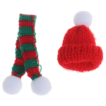 1/2шт Новая милая кукольная мини-шляпа, кукольный домик, Рождественская шляпа, шарф, кукольная шляпа, аксессуары для головных уборов, миниатюрный подарок на Новый год для маленьких девочек Изображение 2