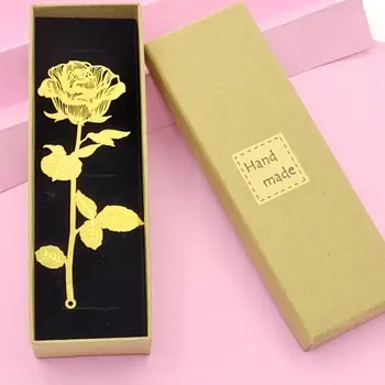 1 комплект Золотых металлических закладок, Подарок на День Святого Валентина В подарочной коробке, Винтажные закладки с Золотыми розами