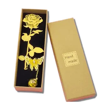 1 комплект Золотых металлических закладок, Подарок на День Святого Валентина В подарочной коробке, Винтажные закладки с Золотыми розами Изображение 2