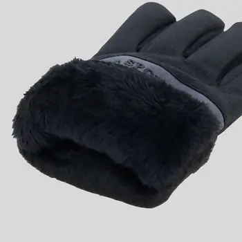 1 пара теплых лыжных перчаток Модные Зимние перчатки с утолщением сенсорного экрана, Противоскользящие Светоотражающие перчатки с полными пальцами, мужские Изображение 2