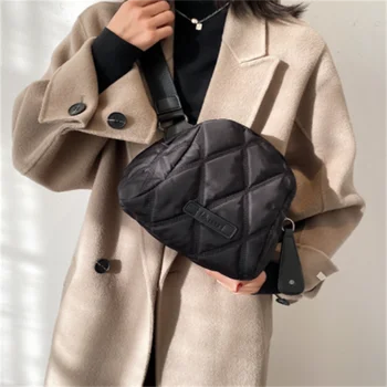 1 шт. Женская сумка, стеганая вместительная Черная леди, новые зимние тенденции, незаменимый смартфон, портативная нейлоновая повседневная сумка через плечо
