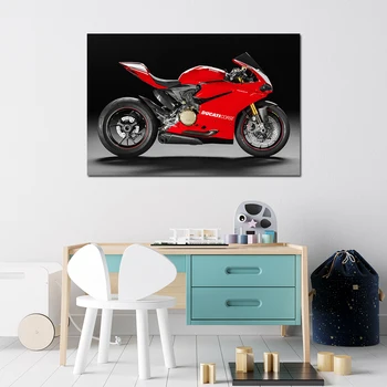 1 Шт. Картина на холсте DUCATI Panigale R Супербайк Спортивный мотоцикл Плакат Настенное искусство Картина для гостиной Декор спальни Изображение 2