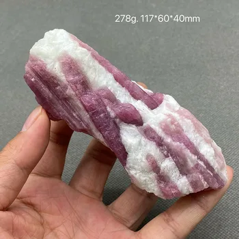 100% натуральный розовый турмалин, образец необработанного кристалла кварцевой руды