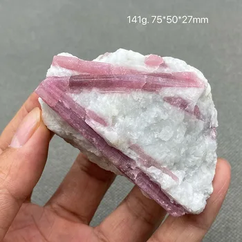 100% натуральный розовый турмалин, образец необработанного кристалла кварцевой руды Изображение 2