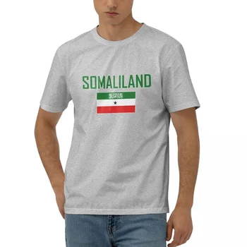 100% Хлопок Флаг Сомалиленда с буквенным дизайном, Футболки с коротким рукавом, Мужская Женская одежда Унисекс, футболки, топы, тройники 5XL