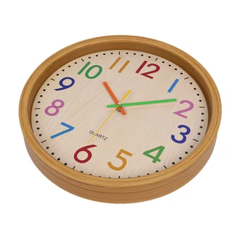 12-Дюймовые бесшумные, не тикающие кварцевые детские настенные часы для домашнего офиса, декоративные в помещении Изображение 2