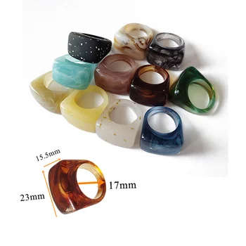 17 мм Модное акриловое кольцо для женщин, многоцветное кольцо из смолы Good Mike Personality для мужчин R01
