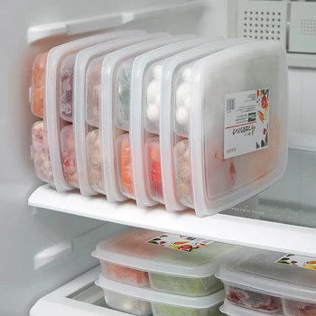 1шт 700 мл Коробка Для Хранения Замороженного Мяса В Холодильнике С Четырьмя отделениями Коробка для хранения Пищевых продуктов С Морозильной Камерой Овощная Тарелка Коробка для хранения Свежих продуктов