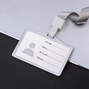2 горизонтальных держателя для удостоверений личности из алюминиевого сплава с шейкой на шнурке для женщин и мужчин, держатели деловых рабочих карточек Изображение 2