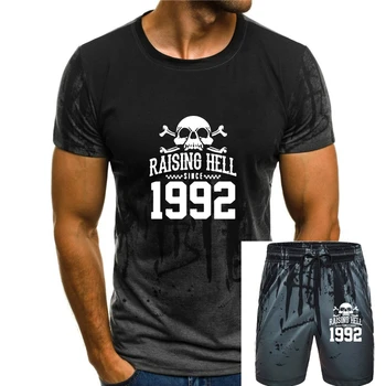 2019 Новая Крутая футболка Raising Hell С 1992 года, Байкерская футболка, подарок для папы, дедушки, Рождественская футболка С черепом