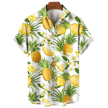 2023 Гавайская Мужская Рубашка С Коротким Рукавом 3d Принтом Fruit Platter Pattern Повседневные Уличные Топы Оверсайз, Мужские Футболки, Одежда