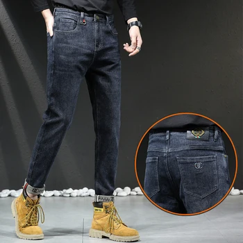 2023 Новые мужские джинсы Карандаш Классические повседневные хлопчатобумажные джинсы для бега трусцой Уличная одежда Высококачественные джинсовые брюки Черные брюки с застежкой-молнией