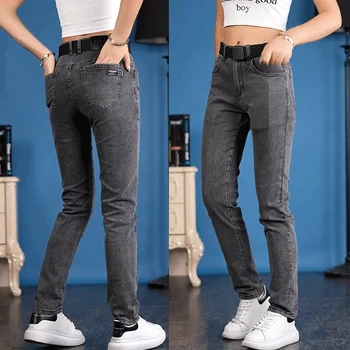 2023 Новые мужские узкие серые джинсы, обтягивающие модные дизайнерские джинсовые брюки, мужская брендовая одежда, Черные брюки, уличная одежда
