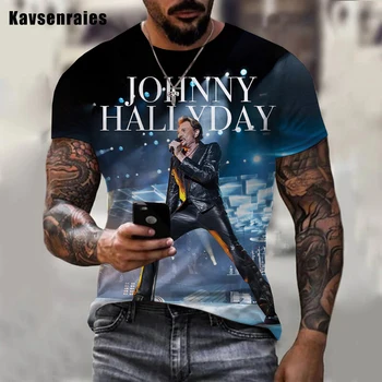 2023 Новый поп-певец Джонни Холлидей, футболка с 3D-принтом, Мужская, женская, рок-мода, повседневная уличная одежда, хип-хоп Футболки Harajuku