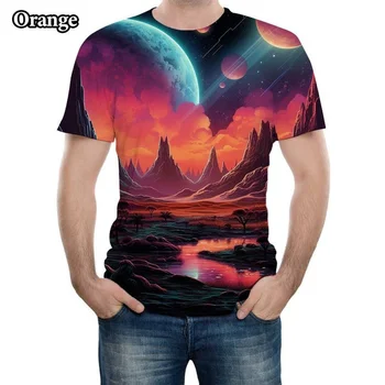 2023 Футболка с 3d-изображением красочного облака, летняя мужская уличная футболка с красочной планетой, авторский дизайн, индивидуальность, футболка для пары