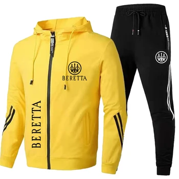2024 Новый Комплект спортивной одежды Для отдыха с капюшоном Бренда P Beretta S.p.A с логотипом, упражнения на открытом воздухе, утренний бег, фитнес-комплект из двух частей Изображение 2
