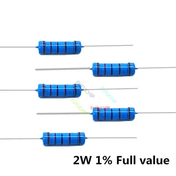 20ШТ 2 Вт металлический пленочный резистор 1% пятицветный кольцевой силовой резистор 0,1 ~ 1 М 2 4,7 10R 47 100 220 360 470 1K 2,2K 10K 22K 4,7K 100K Ом