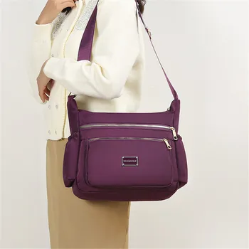 3 слоя карманов, водонепроницаемая женская сумка из Оксфорда, повседневная сумка через плечо, дизайнерская сумка-мессенджер большой емкости для ежедневных покупок Изображение 2