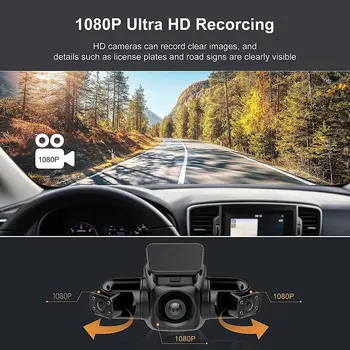 4 Камеры 1080P + 1080P + 1080P Автомобильный Видеорегистратор WiFi GPS Регистратор Ночного Видения с Двумя Объективами Dash Cam с Объективом Заднего Вида 3-Канальная Автомобильная Видеокамера Изображение 2