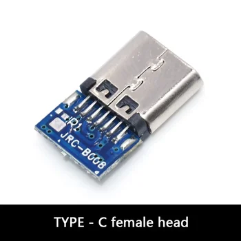 5ШТ Тип C USB 3.1 Разъем 16PIN Быстрая Зарядка Штекерная Розетка Для Пайки Проводов и Кабелей Модуль Печатной Платы 56K Резистор