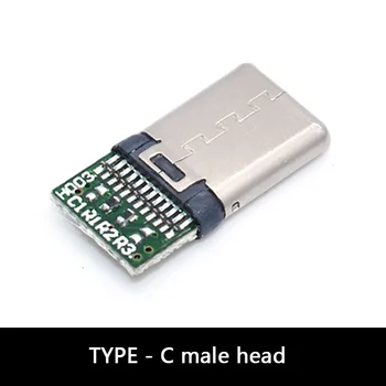 5ШТ Тип C USB 3.1 Разъем 16PIN Быстрая Зарядка Штекерная Розетка Для Пайки Проводов и Кабелей Модуль Печатной Платы 56K Резистор Изображение 2