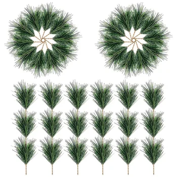 60 ШТ. Искусственных зеленых веток сосновой хвои-Маленькие сосновые веточки, палочки для стеблей-Искусственные зеленые сосновые палочки для рождественской гирлянды