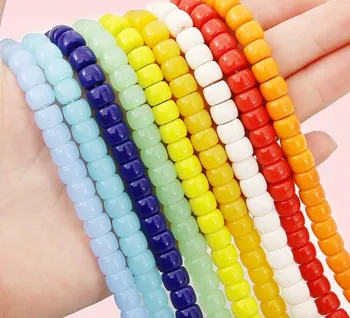 8 мм Разноцветный бочкообразный шарик из стеклянных бусин для изготовления ювелирных изделий Серьги 