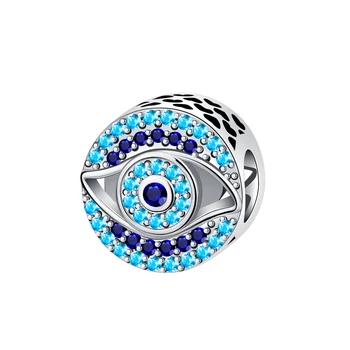 925 стерлингового серебра, Глаз Дьявола округлые бусины Fit оригинальный браслет Pandora бусины ожерелье DIY подвески для изготовления ювелирных изделий