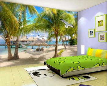 beibehang HD fashion 3D декоративная живопись papel de parede обои приморский пляж кокосовый орех ТВ фон обои для домашнего декора Изображение 2