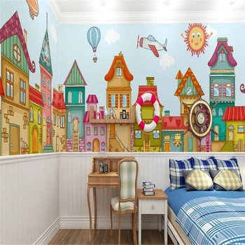 beibehang Детская комната спальня 3d обои мультфильм мальчик и девочка большая фреска пользовательские обои papel de parede обои