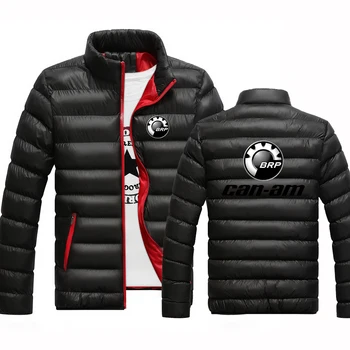 CAN-AM BRP 2022, мужская зимняя новая хлопковая куртка со стоячим воротником и подкладкой, теплое пальто-кардиган на молнии с капюшоном и принтом.
