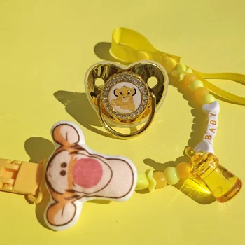 Disney Милый Тигр Плюшевые Мультяшные цепочки Игрушки Для кормления младенцев Написать английское Имя Зажим Держатель Новорожденный Спящий Портативный успокаивающий Изображение 2