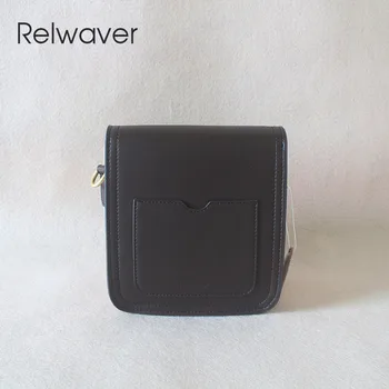 Relwaver темно-кофейная контрастная сумка-ведро абрикосового цвета из натуральной кожи для женщин 2023, осенне-зимняя сумка через плечо с двумя ремнями через плечо Изображение 2