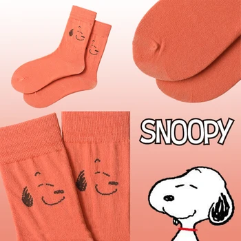 Snoopy Мужские и женские носки в Японском Корейском стиле с мультяшной вышивкой Harajuku, Милые Носки средней длины, Дышащие Повседневные Короткие Носки, Подарки