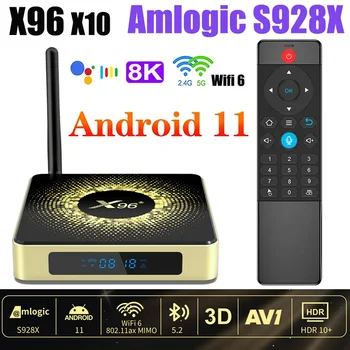 X96 X10 Amlogic S928X TV Box 8G 64G Поддержка 8K USB3.0 Wifi6 BT5.2 1000M LAN Google Voice телеприставка медиаплеер X96 X10 4G 32G