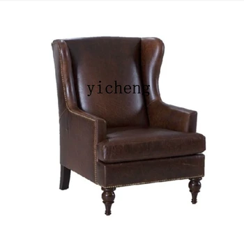 XL Американский Простой Европейский Одноместный Кожаный диван Постмодернистское кресло с откидной спинкой