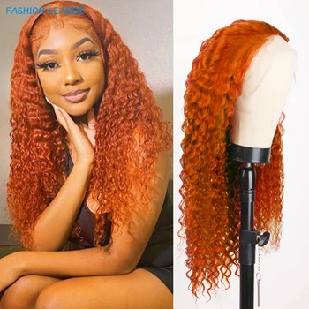 Апельсин + имбирь кружевные передние парики глубокая волна кружева передние парики для женщин прямые 13x4 кружева фронтальная парик цвета объемная волна закрытие парик 