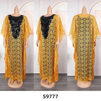 Африканские Платья для Женщин Элегантная Мусульманская Мода Boubou Abayas Халат Дашики Анкара Кружевные Наряды Вечернее Платье Кафтан Макси Платье Изображение 2