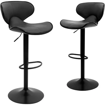 Барные стулья Стулья высотой со стойку Со спинкой и Подставкой для ног для бара Поворотный Регулируемый Барный стул Набор из 2 Стульев для гостиной и Бистро Pubx