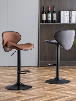 Барный стул с подъемником, современный минималистичный барный стул, высокий табурет для бара, барный стул для стойки регистрации, высокая спинка