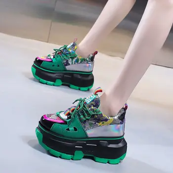 Весенняя новинка 2023 года, дышащая модная Универсальная спортивная обувь, повседневная женская обувь в тон, кроссовки зеленого цвета E243