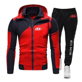 Весна-осень 2023, мужская одежда для мотокросса Beta Racing, логотип мотоцикла, лоскутные толстовки на двойной молнии, спортивный костюм + комплекты повседневных брюк