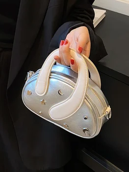 Высококачественная сумка контрастного цвета, нишевый дизайн, женская сумка 2023, новая популярная сумка-мессенджер, портативная маленькая круглая сумка
