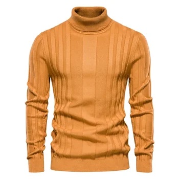 Вязаный свитер с круглым вырезом, мужской повседневный теплый однотонный пуловер с высокой эластичностью на осень-зиму
