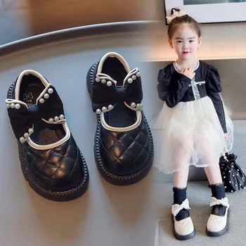 детская обувь обувь принцессы для девочек, кожаная обувь с бантом и жемчугом, милая обувь Мэри Джейн для девочек на толстой подошве, нескользящая обувь для девочек, zapatos lolita Изображение 2