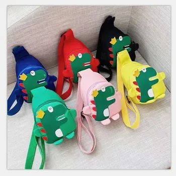 Детские поясные сумки с мультяшным принтом динозавра для путешествий на открытом воздухе, вместительная сумка через плечо на молнии для девочек, подарок для мальчиков, детский нагрудный мешочек