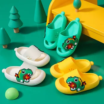 Детские тапочки с динозавром из мультфильма, удобные летние садовые пляжные сандалии, детская обувь для ванной из ПВХ, нескользящая для мальчиков и девочек