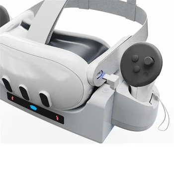 Док-станция для зарядки контроллера гарнитуры виртуальной реальности Quest3 Зарядная станция Настенная подставка Светодиодный индикатор Перезаряжаемый аккумулятор Изображение 2