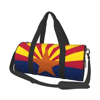 Дорожные сумки с флагом штата Аризона, мужская сумка для фитнеса, цилиндрическая сумка через плечо, Женская большая дорожная сумка-тоут, багажная сумка